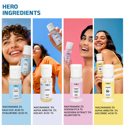 BELLIZZI MINI KIT | Facewash + Face Serum + Moisturizer + Sunscreen SPF 50 PA++++ For | All Skin Types | For Male & Female